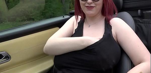  Busty Legend Alexsis Faye drives topless in her convertible